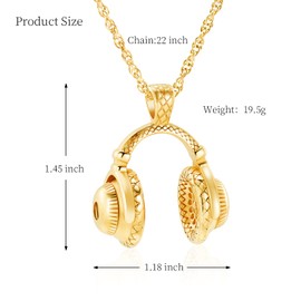 shajwo Cremation Jewelry Headphone Urn Necklace for Ashes for Women Men Keepsake Memorial Music Headset Ashes Pendant,Gold