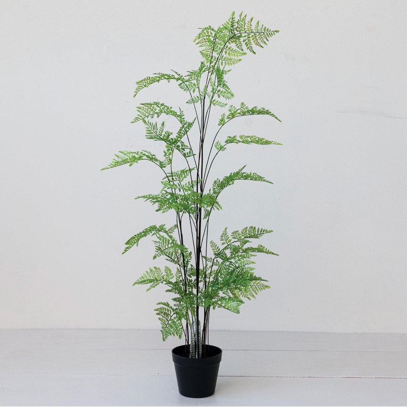 Creative Co-Op Faux Fern Tree in Plastic Pot, Green