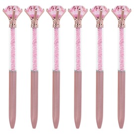 Biiange Big Crystal Diamond Pens, Bling Metal Ballpoint Pen, with Black Ink, Gift Pens for Christmas Wedding Birthday (Rose Pink)