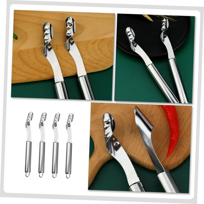 Mikinona Manual Pepper Core Remover 4pcs Set Vegetable Slicer Removal