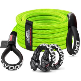 DAYDOOR Recovery Tow Rope Kit with 2 Soft Shackles, 7/16 Inch x 30 ft 31,200 Lbs UHMWPE Tow Strap, Synthetic Towing Rope Recovery Kit for ATV, UTV, SUV, Cars (Green)