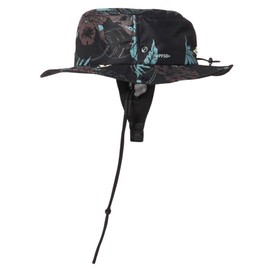 TAVARUA TM1032 Warm Surf Hat, One Size, 23.2 inches (59 cm), UPF50+, Amphibious, Thermal, Outdoors, Surfing, Camping, Marine Sports, Fishing, BOTANICAL BLACK