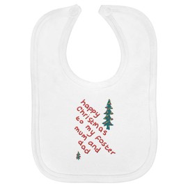 'Happy Christmas To My Foster Mum And Dad' Soft Cotton Baby Bib (BI00062170)