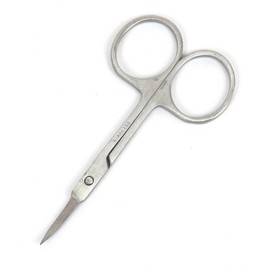 Ladies Curved Edge Eyebrow Hair Scissor Silver Tone Makeup Tool
