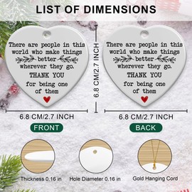 Thank You Gifts for Women, Friends, Family, 2024 Ceramic Christmas Ornaments Keepsake Appreciation Gifts for Coworkers, Boss, Employee, Teacher, Farewell Gifts for Coworkers,Friendship Gifts For Women