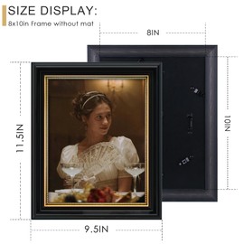 Abtgt Vintage Style 8x10 Picture Frames, Made of Tempered Real Glass for Tabletop or Wall Mount, 8 x10 Photo Frame for Home Decor, Black