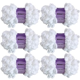 MSD&FT 6 skeins of Loops Yarn,Crochet Yarn,DIY Yarn (White)