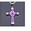 Purple CROSS CRUCIFIX RARE PURPLE CRYSTAL charm 22" Sterling Silver
