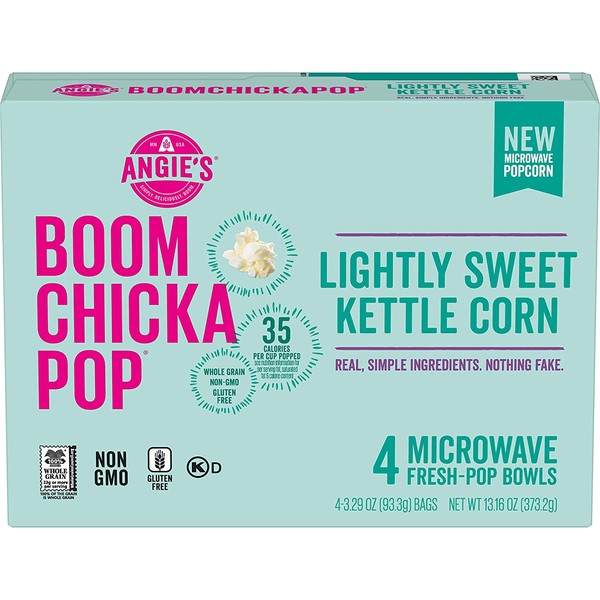 Angie's Boom Chicka Pop Microwave Lightly Sweet Kettle Corn Popcorn 13.16 Oz (2 Pack)
