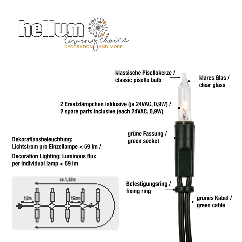 Hellum Mini Lichterkette für Innenbeleuchtung 10er Farbe: Grün