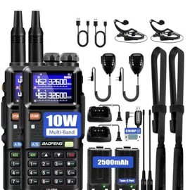 5RM 10W Long Range Ham Radio with TIDRADIO Portable Wireless Programmer Upgraded UV-5R Handheld 8 Bands&NOAA Weather Receiver, Frequency Copy,2500mAh TypeC Battery - Style: 2 Pieces (Style 3）