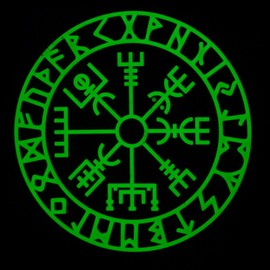 Vegvisir Viking Patch PVC Compass Norse Patch [Black and White Glow Dark] Compatible with Velcro PVC Patches for Backpacks,Viking Patches for Vest,Viking Morale Patch,Vikings Patch,Tactical Patches
