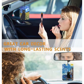 Black Cat Air Freshener Hanging 3Pcs Cute Cats Decortion Car Accessories for Women, Black Cats Lovers Moms Gifts for Women Cat Cars Mirror Decor Interior Aesthetic(Lavender)