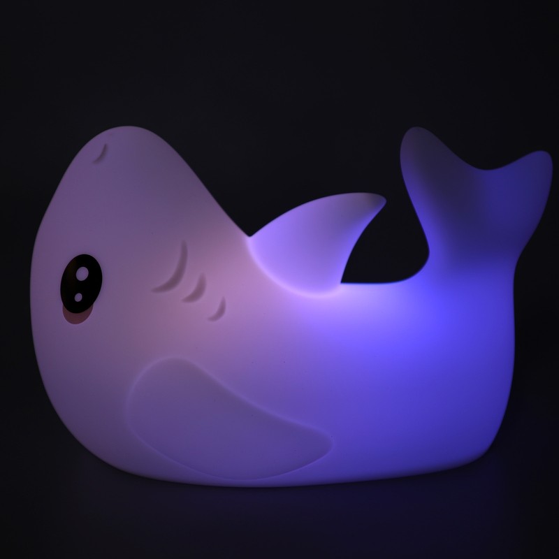 Night Light Silicone Cute Shark USB Rechargeable LED Colorful Night