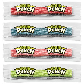 Sour Punch Straws - Sour Candy Bulk candy individually wrapped Assorted Flavors 3" Sours Punch Twists Zesty & Tangy Delight - 2LB - 32oz (145 Count)
