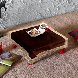 Indian Consigners Brown Velvet Cloth with Golden Shinny Border, Aasan, Alter, Altar, Tarot Table Cloth Holy Square Tablecloth