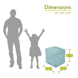 Majestic Home Goods South West Indoor / Outdoor Bean Bag Ottoman Pouf Cube, 17" L x 17" W x 17" H, Teal