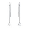 Bling Jewelry .925 Silver Round Disc Long Chain Threader Earrings
