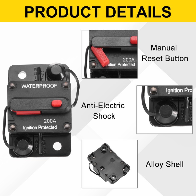 DMiotech 200A Circuit Breaker, 12-48V DC Automotive Inline Fuse Holders