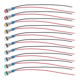 LT Easiyl 10PCS LED Metal Indicator Light 6mm 12-24V Waterproof Signal Lamp with Wire for Cars Vans Trucks Boats Model Cars Remote Controlled Cars Red/Orange/Blue/Green/White