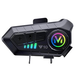 Motorcycle Helmet Headset Intercom 10 m BT IPX6 Helmet Communication Systems Automatic Response Call Music Control, black