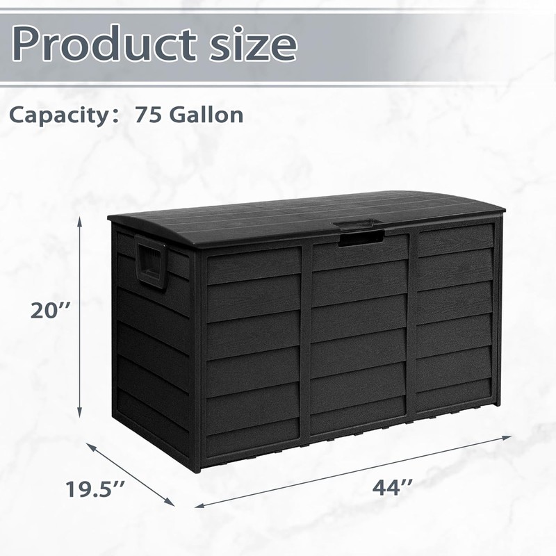 Patio 75 Gallon Resin Deck Box, Organization and Storage, Outdoor
