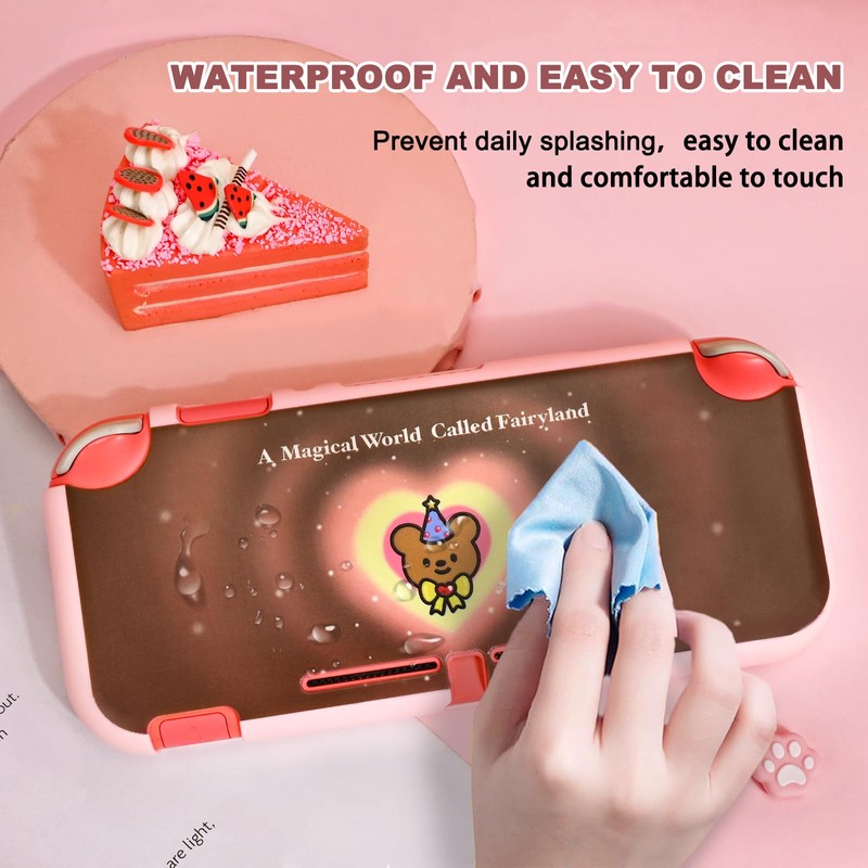 DLseego Case for Switch Lite,Lovely Bear Heart Element Protective Soft