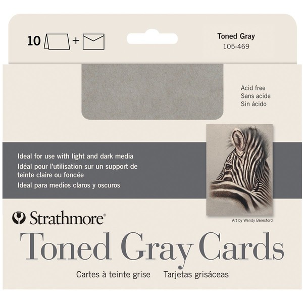 Strathmore Cards & Envelopes 5"X6.875" 10/Pkg-Toned Gray