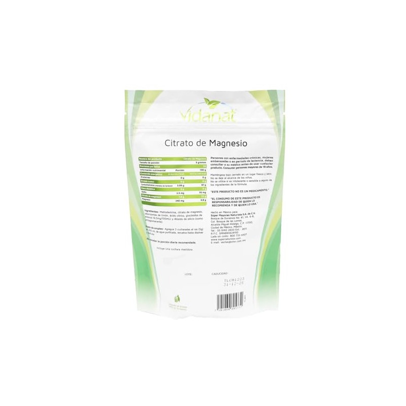 Vidanat Citrato De Magnesio Limon 150gramos