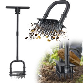 Fayesioal Lawn Aerator,55 inch Long Aerator Lawn Tool,Save Labour Core Aerator with 14 Steel Spikes,Manual Push Grass Aerator for Lawn and Garden,Yard