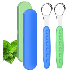 Limpiador de Lengua Acero Inoxidable con Estuche de Transporte. Raspador de Lengua