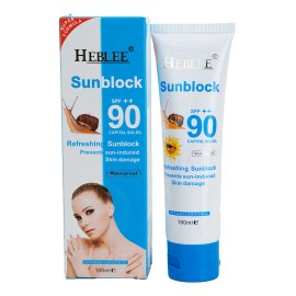 Heblee Protector Solar Con Baba De Caracol SPF 90 Waterproof UVAUVB Frmula Suave Hipoalargnico 100ml                                                  