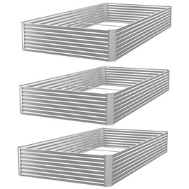 CATMANOR 3 Pack 8x4FT Galvanized Raised Garden Bed Outdoor,Metal Garden Bed for Vegetables,Steel Raised Beds for Gardening,Above Ground Garden Box for Flower