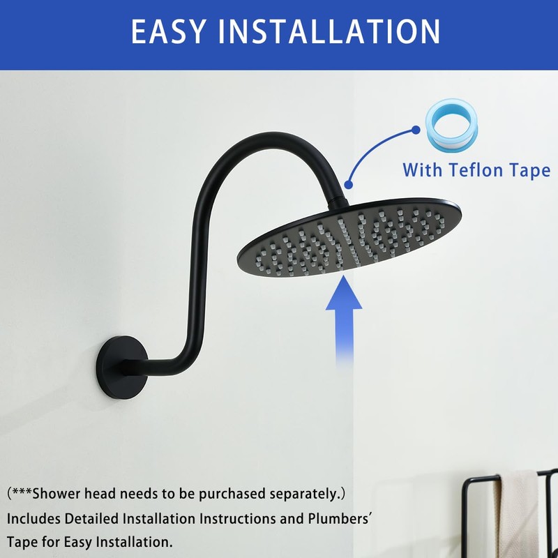 SWHYGER Wall Mounted Shower Arm Extension Head Holder Stainless Stee