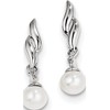 Sterling Silver Rhodium Plated Diamond & Fw Cultured Pearl Post