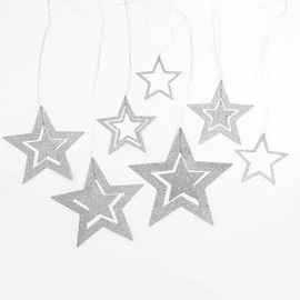 Merry Christmas Banner Christmas Hanging Star Decorations - Gold Christmas Banner Sliver Snowflake Banner Hanging Sliver Stars Decor Christmas Birthday Party Wall Office Room Door Banner Xmas Decors