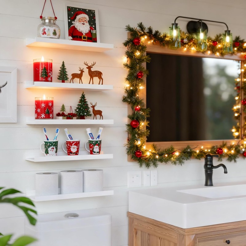 RICHER HOUSE 5 Set White Floating Shelves, Wall Mounted Shelves