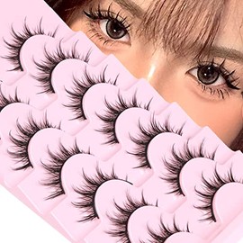 EYDEVRO Pestañas Manga Aspecto Natural Pestañas Postizas Pestañas Anime Pestañas Visón Wispy Fluffy Spiky Volumen 3D Paquete Coreano Japonés Asiático 