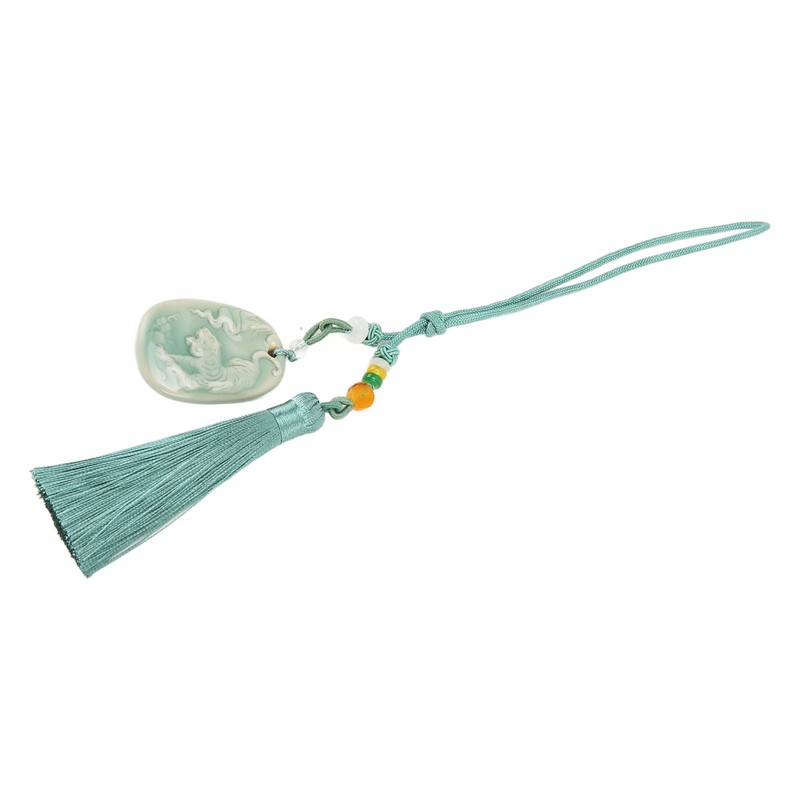 Tassel Pendant Chinese Zodiac Pattern DIY Porcelain Beads Light Weight