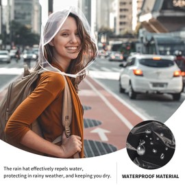 Mayoii 5PCS Rain Hats for Women, Clear Waterproof Rain Bonnet with String Plastic Rain Hat Family Pack, Portable Umbrella Hats Protect Hair Rain Bonnets for Outdoor Activities (5PCS)