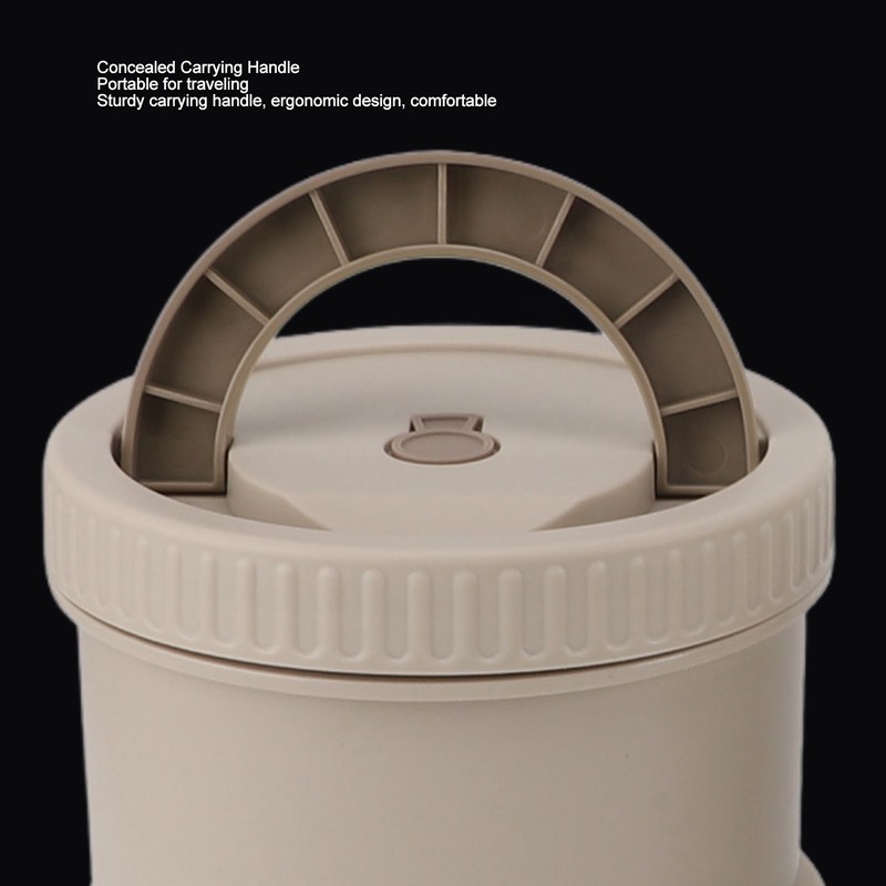 Insulated Food Container Beige 316 Stainless Steel Round Sealed Leak