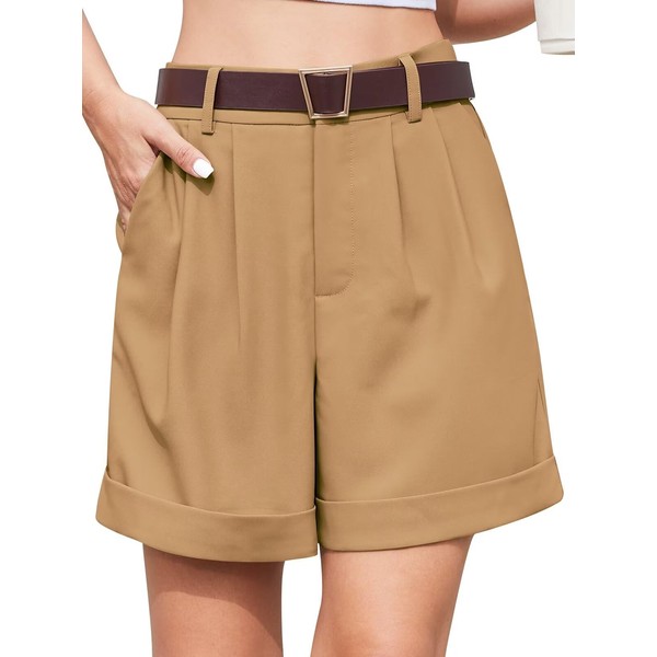 YGJIEGENG Women's Summer Shorts Casual Elastic Waist Wide Leg Business