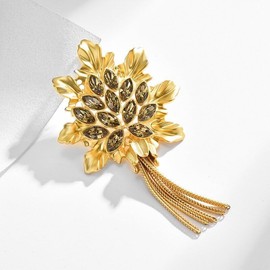 UNVAK Gold Wheat Rhinestone Brooch Pin for Women Girls Vintage Wedding Brooches Lapel Pin for Graduation Daily Jewelry Supplies