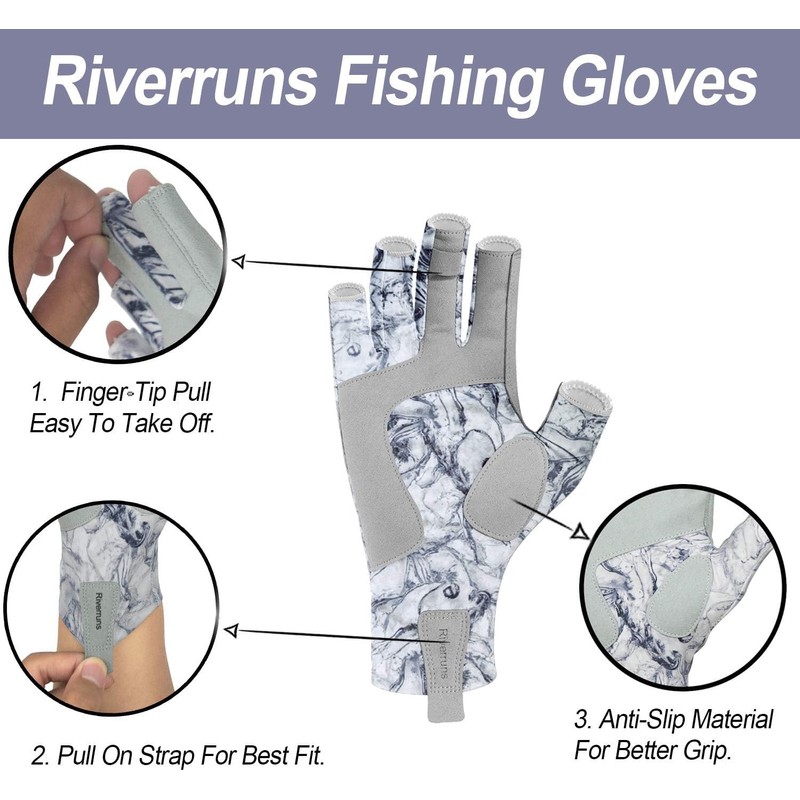 Riverruns 2pack Fishing Gloves (2, Fishwater+Hailstorm, Medium)