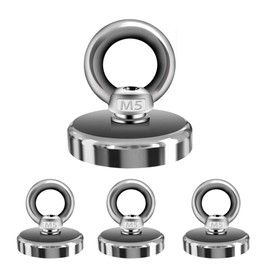 Kspowwin Super Strong Magnetic Hook, Load Capacity: 133.7 lbs (62 kg), Diameter 1.6 inches (4.2 cm), Strong Magnets, For Office/Work, Bathroom, Outdoor, Wall Hanging, Pack of 4