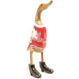 Brave Wings Hand Carved Wooden Bamboo Duck ~ In Traditional European Costume 38cm High Santa's Little Helper ~ Ornament Sculpture Figurine Statue Unique Table Decoration Home Decor ~ 2938