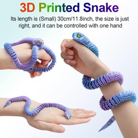 ATESSON 3D Printed Animals,3D Printed Snake Flexible Joints 11.8" 3D Snake,Home Office Classroom Decor Executive Desk 3D Printed Toys (Small 30CM Phantom Blue)