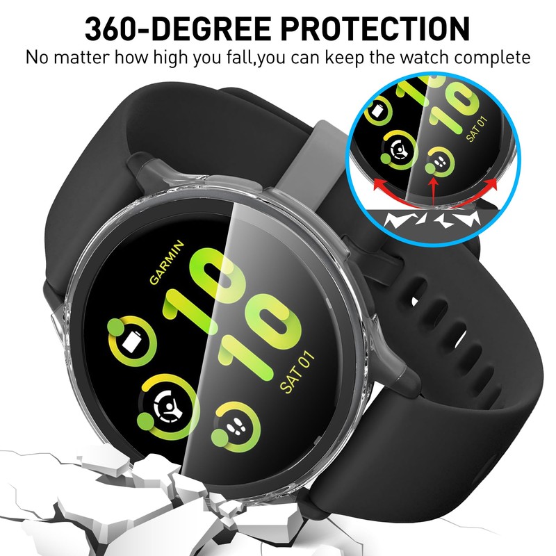 Suoman 2-Pack Case for Garmin Vivoactive 5 Screen Protector, All-Around