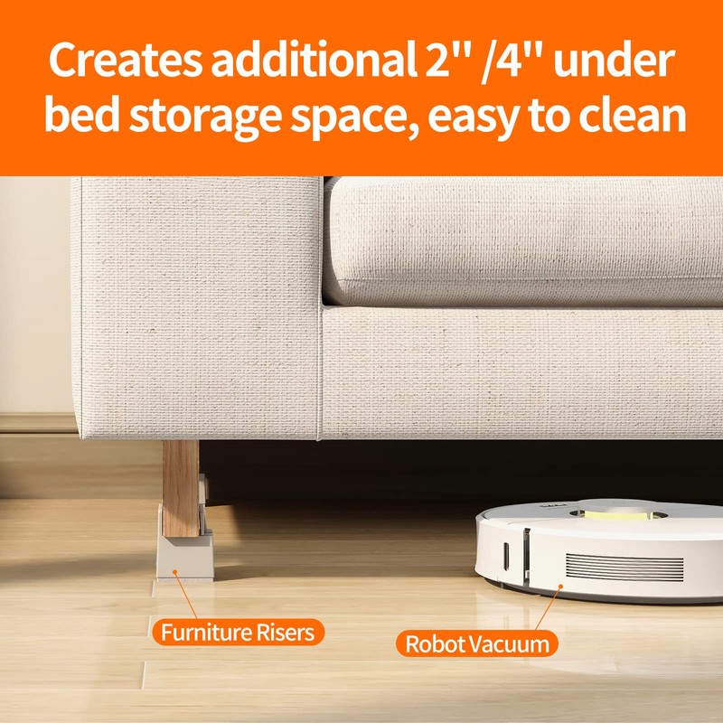 4Pack Bed Risers with Adjustable Screw Clamp, Fit Thickness of