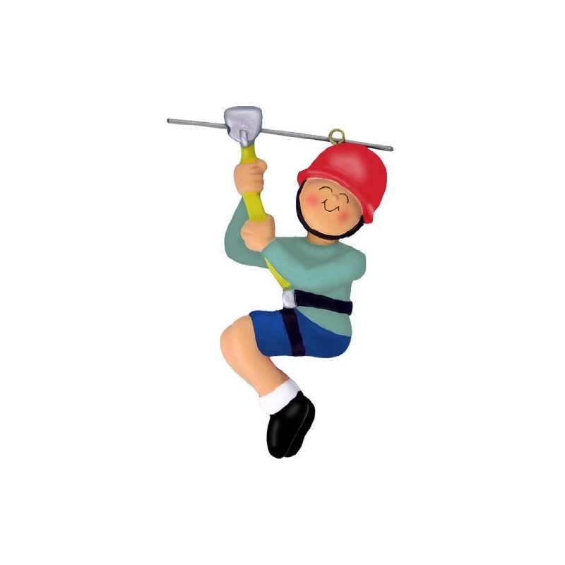 ZIPLINE CHRISTMAS ORNAMENT MALE VACATION ZIP LINE HOLIDAY GIFT PRESENT